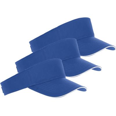 Zonneklep Sunvisor petje - 5x - blauw - katoen - klittenbandsluiting - voor volwassenen
