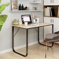 Computerbureau 110x60x73 cm spaanplaat zwart en eikenkleurig