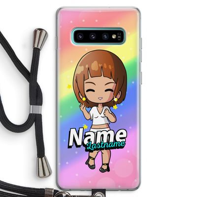 Chibi Maker vrouw: Samsung Galaxy S10 Plus Transparant Hoesje met koord