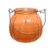 Citronella kaars - glas - oranje - 15 branduren - D8 x H8 cm