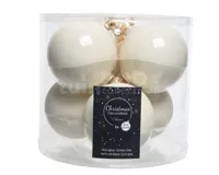 Kerstballen Glas Ø8cm Wol Wit 6st Kerstballen Glas Ø8cm Wol Wit 6st