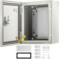 VEVOR schakelkast NEMA industriële behuizing 25x20x15cm NEMA 4X stalen verdeelkast IP66 waterdicht/stofdicht elektrische aansluitdoos voor buiten/binnen met montageplaat