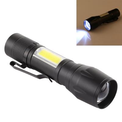 A3 USB lading waterdichte Zoomable XPE + COB zaklamp met 3-modi & Clip & opbergdoos