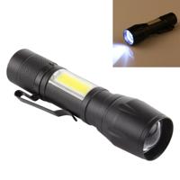 A3 USB lading waterdichte Zoomable XPE + COB zaklamp met 3-modi & Clip & opbergdoos