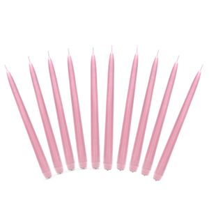 40x stuks Dinerkaarsen licht roze 24 cm