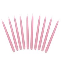 40x stuks Dinerkaarsen licht roze 24 cm