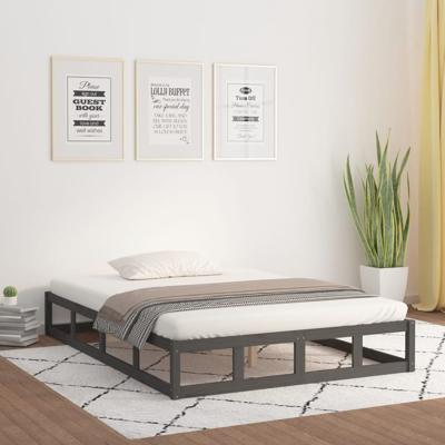 Bedframe massief hout grijs 150x200 cm
