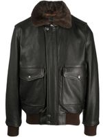 Schott veste en cuir à col italien - Marron