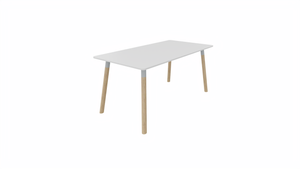 Tafel 8711 recht - 140 x 80 cm. - Alu - Wit - Beuken naturel