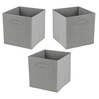 Opbergmand/kastmand Square Box - 3x - karton/kunststof - 29 liter - grijs - 31 x 31 x 31 cm - thumbnail