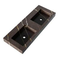 Brauer Coral Wastafel - 120 cm - met 2 Spoelbakken en 0 Kraangaten - Marmerlook Copper Brown