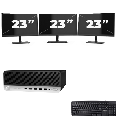 HP ProDesk 600 G5 SFF - Intel Core i5-9e Generatie - 8GB RAM - 256GB SSD - Windows 11 + 3x 23 inch Monitor