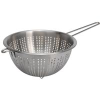 Vergiet/zeef - zilver - met handvat - 24 x 13 cm - RVS - keukenzeef - keukenvergiet