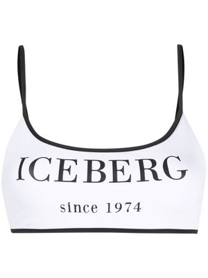 Iceberg haut de bikini à logo imprimé - Blanc