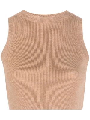 Cashmere In Love haut crop nervuré - Tons neutres