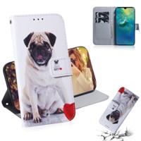 Mopshond patroon gekleurde tekening horizontale Flip lederen case voor Huawei mate 20 met houder & card slots & portemonnee