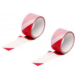 Set van 2x stuks markeerlinten/afzetlinten rood/wit 25 meter