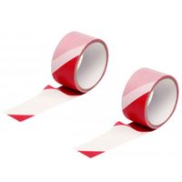 Set van 2x stuks markeerlinten/afzetlinten rood/wit 25 meter