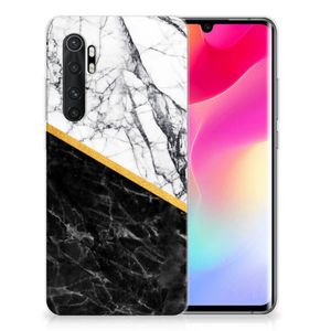 Xiaomi Mi Note 10 Lite TPU Siliconen Hoesje Marmer Wit Zwart - Origineel Cadeau Man