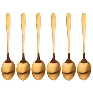 Excellent Houseware Koffie/thee lepeltjes - set 18x - goud kleur - RVS - 15 cm