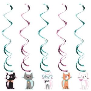 10x Katten/poezen feest hangdecoratie