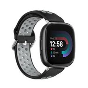 Fitbit Versa 3 & 4 / Sense 1 & 2 - Sport editie - Large - Zwart + grijs