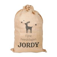 Jute kerstzak met naam bedrukt Jute kerstzak met naam bedrukt