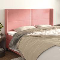 Hoofdbord met randen 183x16x118/128 cm fluweel roze