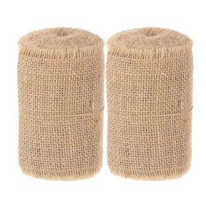 Decoratie lint - 2x rolletje - jute - 500 x 10 cm - decoratielint jute stof - hobby