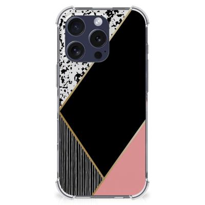 iPhone 16 Pro Shockproof Case Zwart Roze Vormen