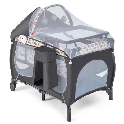 5-in-1 Babybed Draagbaar Bijzetbed Reisbed met Opvouwbare Matras Luiertafel Baldakijn Draagtas voor Baby's tot 36 Maanden Kleurrijk