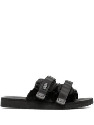 Suicoke claquettes Moto à patch logo - Noir