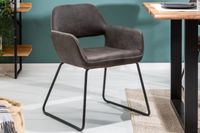 Design stoel MUSTANG antiek grijs microvezel met armleuning - 39795 - thumbnail