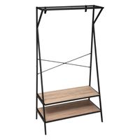 Gebor - Garderobe Kledingrek – Kapstok – Glazen Plankje – Metalen Kapstok – Industrieel – 80x38,5x160cm - thumbnail