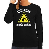 Apres ski sweater voor dames - apres ski waarschuwing - zwart - winter trui