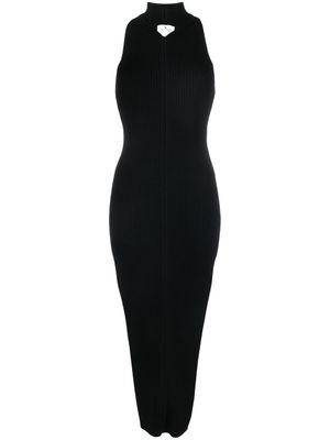 Courrèges robe mi-longue nervurée à découpes - Noir