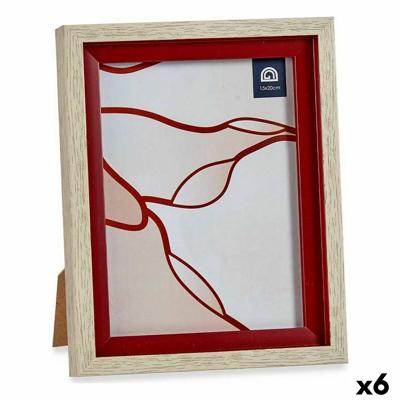Fotolijsten 18,8 x 2 x 24 cm Kristal Rood Hout Bruin Plastic (6 Stuks)