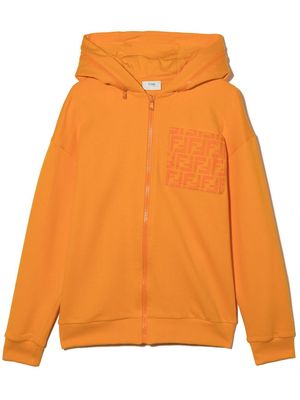 Fendi Kids veste zippée à patch logo - Orange