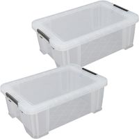 Allstore Opbergbox 15 liter transparant 2x stuks kunststof 47 x 30 x 17 cm - thumbnail