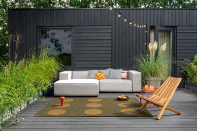 Brink en Campman - Vloerkleed Festival Dots Olive Green Outdoor 495817 -