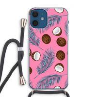 Kokosnoot roze: iPhone 12 Transparant Hoesje met koord