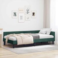 Hoekbedframe Donkergroen 100 x 200 cm Velvet en Engineered hout