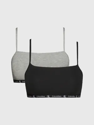 Calvin Klein 2-Pack bralette katoen zonder Beugel - CK96 - Dames bh topje met verstelbare spaghetti bandjes