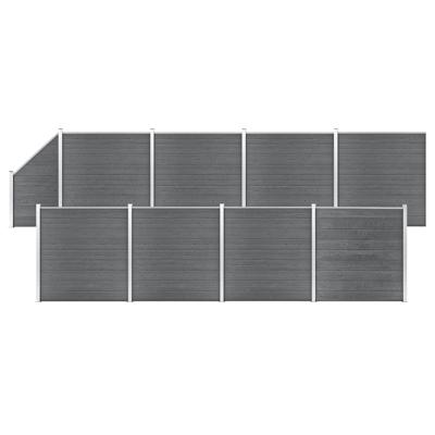 Schuttingset 8 vierkant en 1 schuin 1484x186 cm HKC grijs