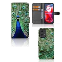Motorola Moto G24 | G04 | G24 Power | Telefoonhoesje | Met pasjeshouder | Pauw