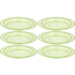 6x Ontbijtbordje groen 20 cm kinderservies van plastic/kunststof