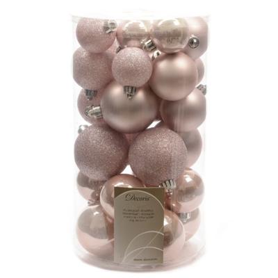 Decoris kerstballen - 60x st - lichtroze - 4-5-6 cm - kunststof - kerstversiering