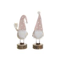 Kerstversiering DKD Home Decor Natuurlijk Licht Roze Kabouter 10 x 8 x 23,5 cm (2 Stuks)