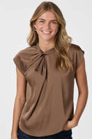 Neo Noir Blouse Fleur Satin | Dusty Brown