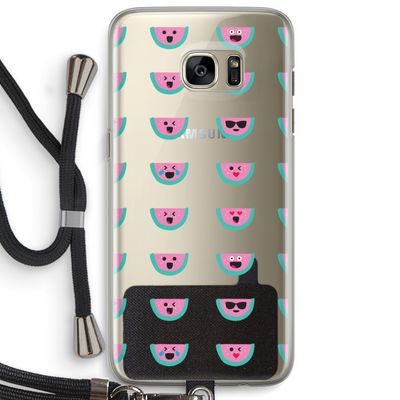 Smiley watermeloenprint: Samsung Galaxy S7 Edge Transparant Hoesje met koord